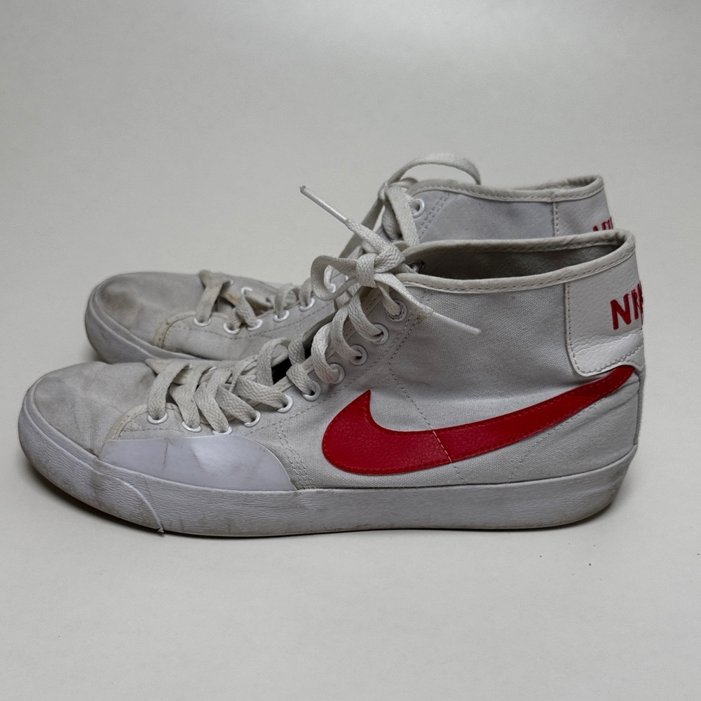 Nike White and Red High-Top Sneakers